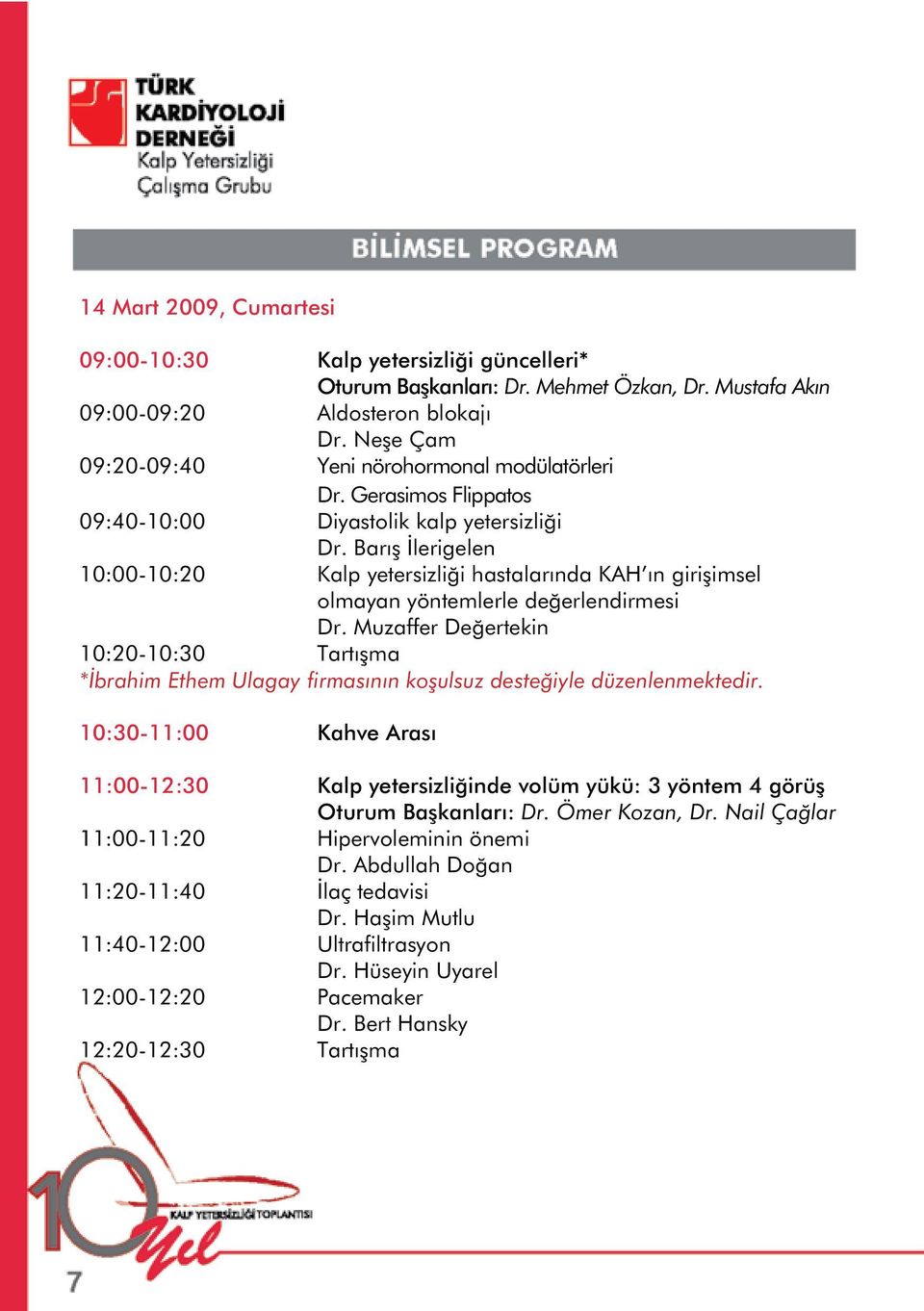 Barış İlerigelen 10:00-10:20 Kalp yetersizliği hastalarında KAH ın girişimsel olmayan yöntemlerle değerlendirmesi Dr.