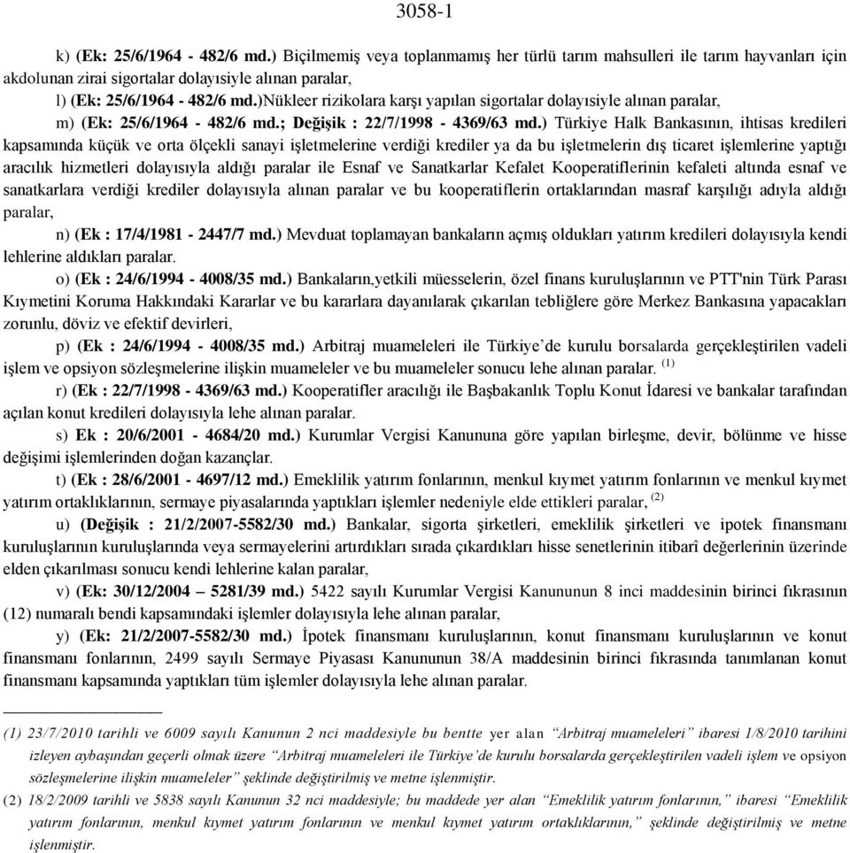 ) Türkiye Halk Bankasının, ihtisas kredileri kapsamında küçük ve orta ölçekli sanayi işletmelerine verdiği krediler ya da bu işletmelerin dış ticaret işlemlerine yaptığı aracılık hizmetleri