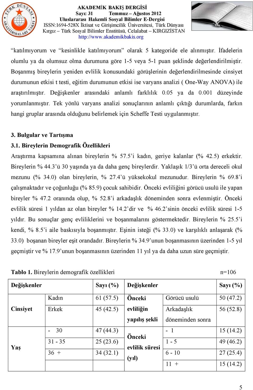 Değişkenler arasındaki anlamlı farklılık 0.05 ya da 0.001 düzeyinde yorumlanmıştır.