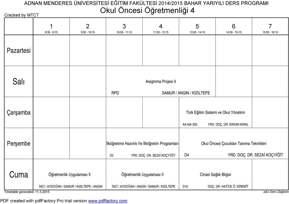 ERKAN KIRAL İlköğretime Hazırlık Ve İlköğretim Programları Okul Öncesi Çocukları Tanıma Teknikleri D YRD. DOÇ. DR.