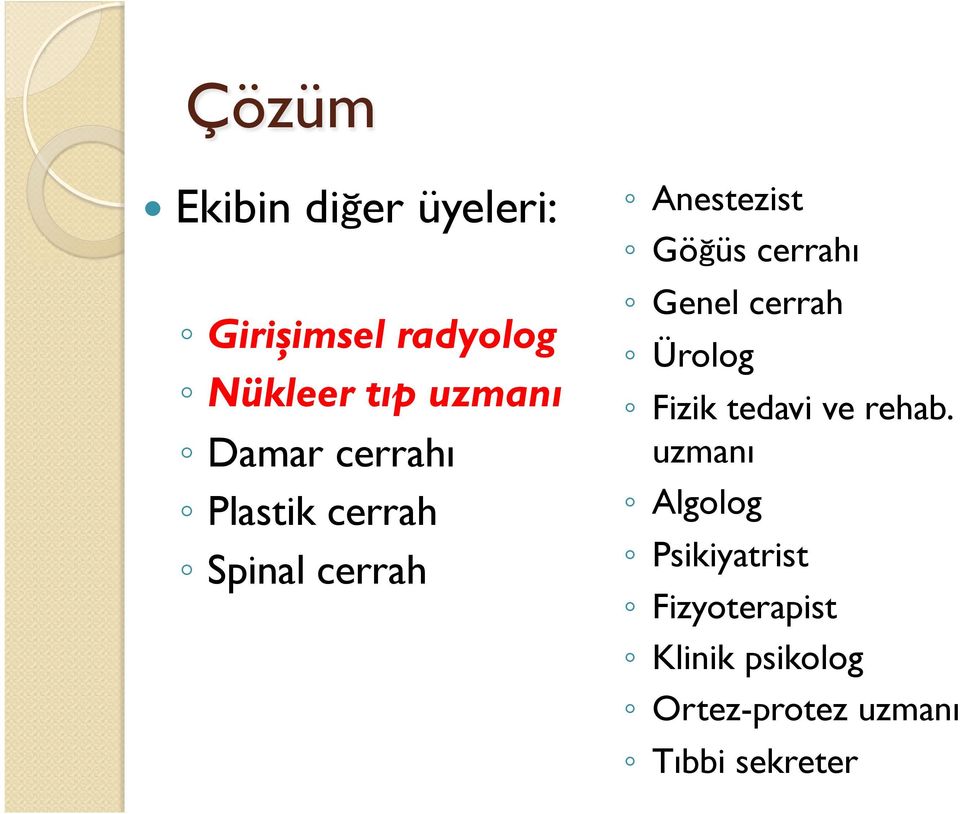 ! Gö üs cerrahı!! Genel cerrah!! Ürolog!! Fizik tedavi ve rehab. uzmanı!