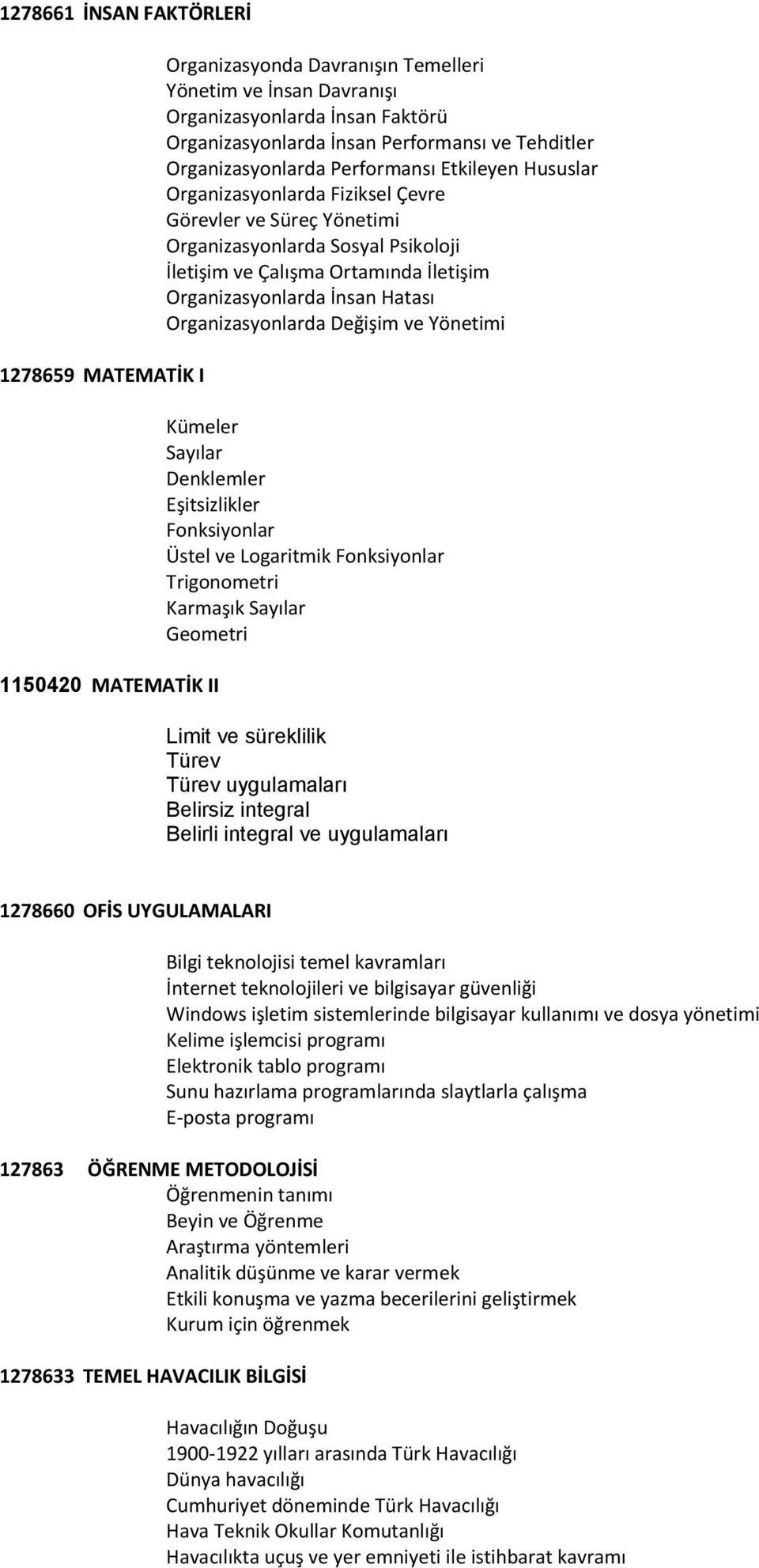 Organizasyonlarda İnsan Hatası Organizasyonlarda Değişim ve Yönetimi Kümeler Sayılar Denklemler Eşitsizlikler Fonksiyonlar Üstel ve Logaritmik Fonksiyonlar Trigonometri Karmaşık Sayılar Geometri