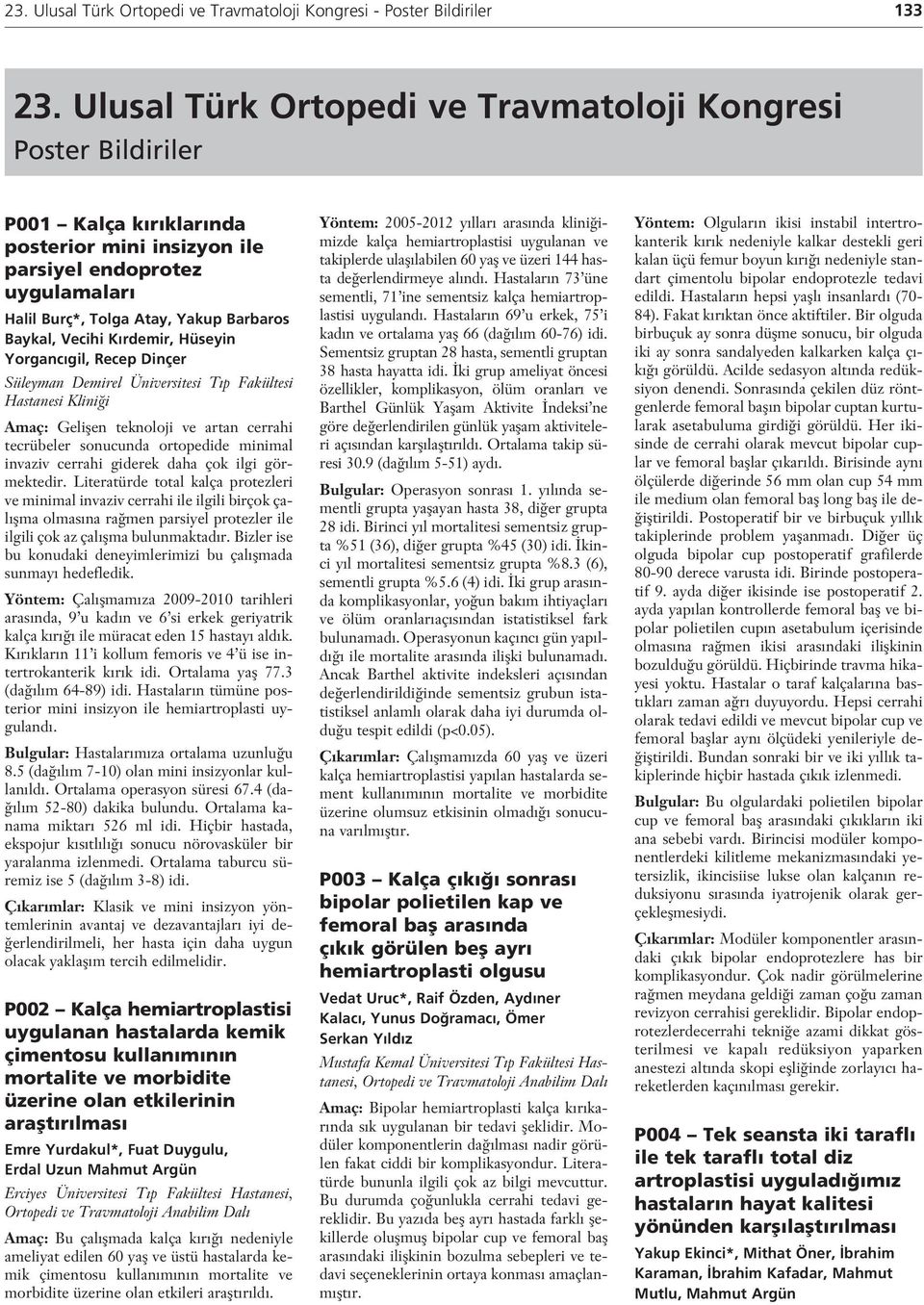 23. Ulusal Türk Ortopedi ve Travmatoloji Kongresi - PDF Ücretsiz indirin