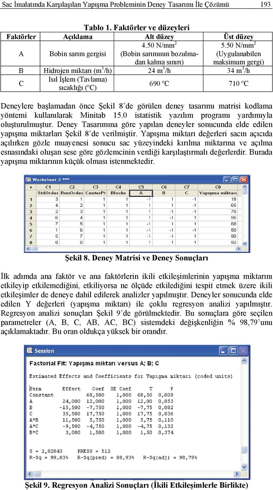 50 N/mm 2 (Uygulanabilen maksimum gergi) B Hidrojen miktarı (m 3 /h) 24 m 3 /h 34 m 3 /h C Isıl İşlem (Tavlama) sıcaklığı (ºC) 690 ºC 710 ºC Deneylere başlamadan önce Şekil 8 de görülen deney