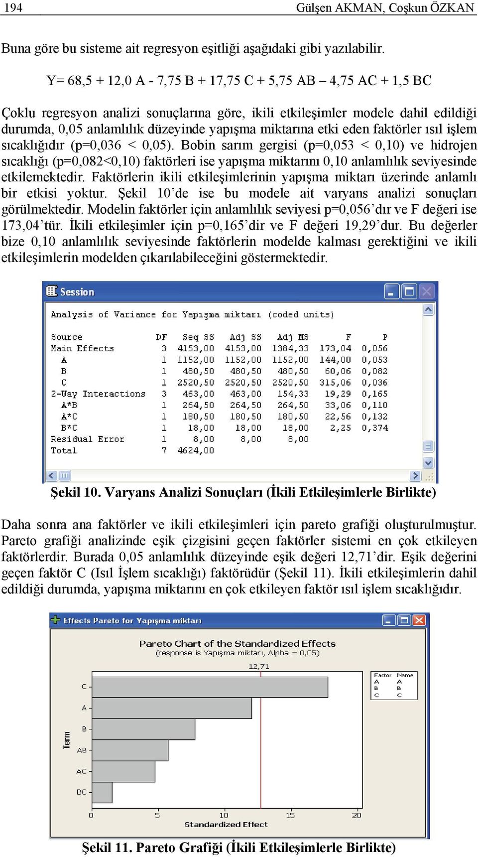 etki eden faktörler ısıl işlem sıcaklığıdır (p=0,036 < 0,05).