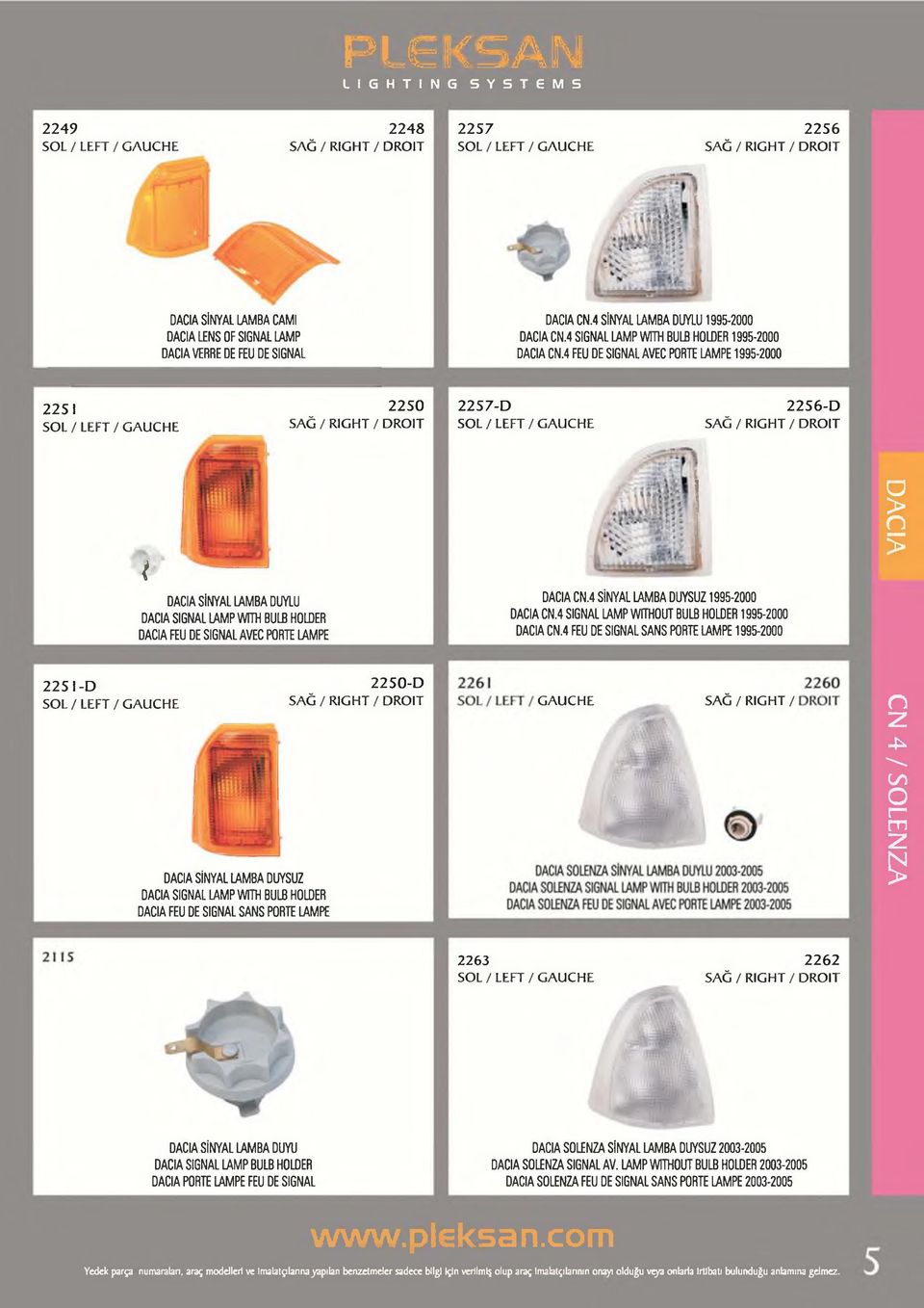 4 FEU DE SIGNAL AVEC PORTE LAMPE 1995-2000 2251 _ 2 2 5 0 2 2 5 7 -D 2 2 5 6 -D t DACIA SİNYAL LAMBA DUYLU DACIA SIGNAL LAMP WITH BULB HOLDER DACIA FEU DE SIGNAL AVEC PORTE LAMPE 2 2 5 1-D _ 2 2 5 0