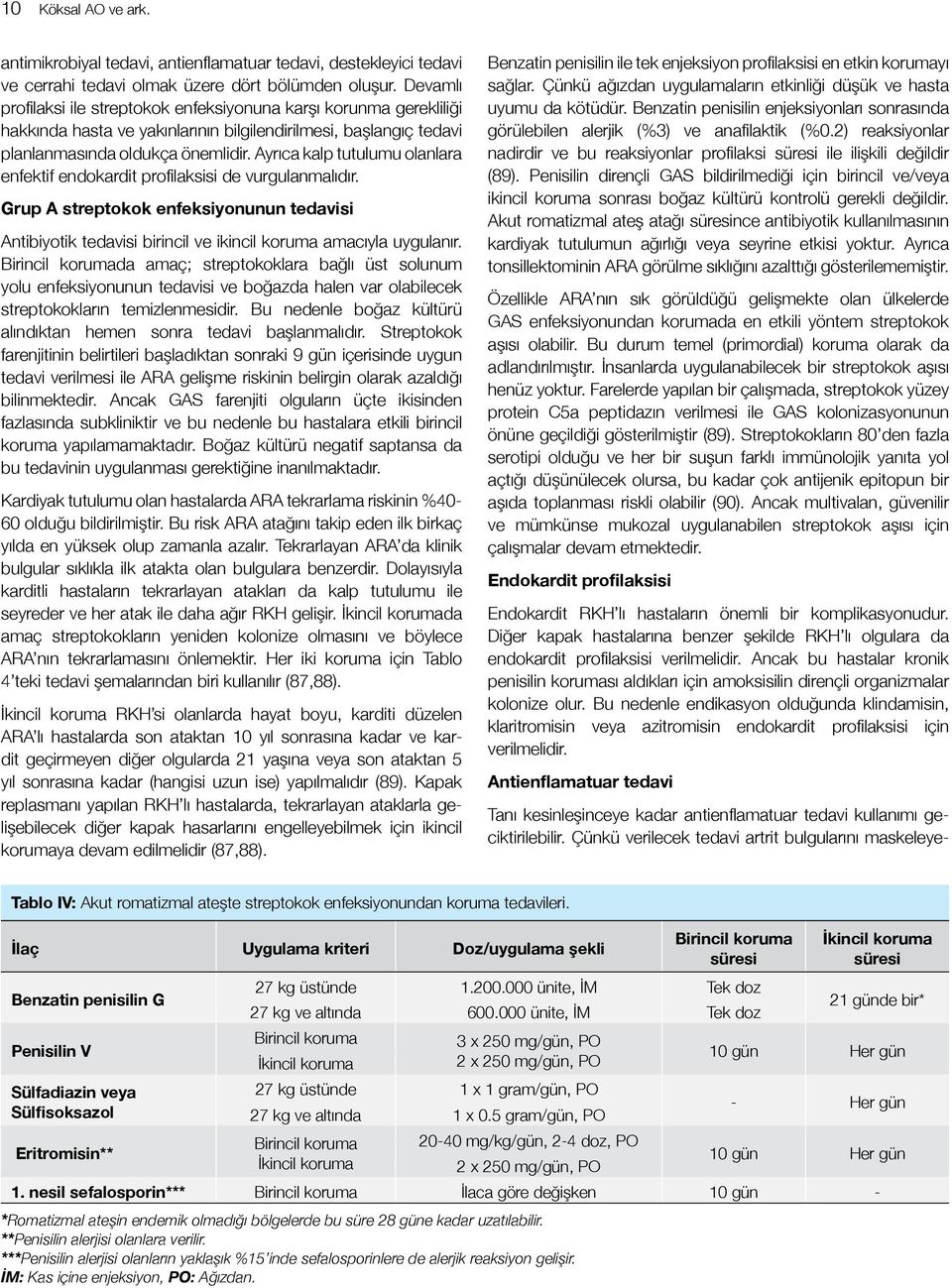 Devamlı profilaksi ile streptokok enfeksiyonuna karşı korunma gerekliliği hakkında hasta ve yakınlarının bilgilendirilmesi, başlangıç tedavi planlanmasında oldukça önemlidir.