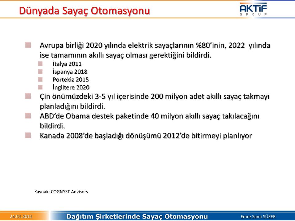 İtalya 2011 İspanya 2018 Portekiz 2015 İngiltere 2020 Çin önümüzdeki 3-5 yıl içerisinde 200 milyon adet akıllı