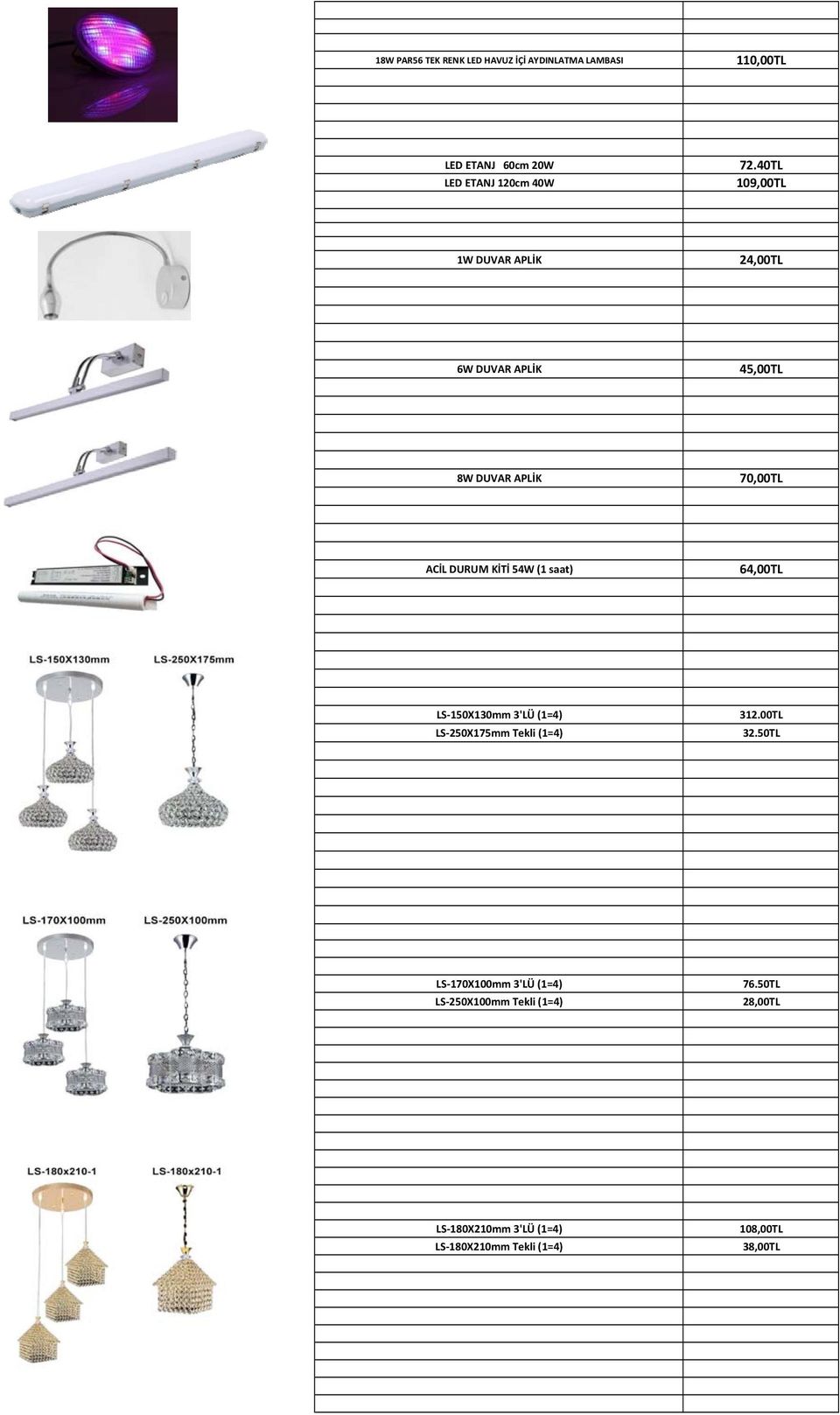 (1 saat) 64,00TL LS 150X130mm 3'LÜ (1=4) LS 250X175mm Tekli (1=4) 312.00TL 32.