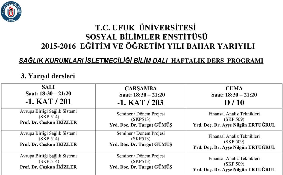 KAT / 203 (SKP513) (SKP513) (SKP513) CUMA D / 10 Finansal Analiz Teknikleri (SKP 509) Yrd. Doç. Dr.