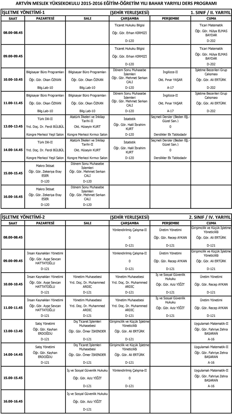 Lab-10 D-120 A-17 D-202 Bilgisayar Büro Programları Öğr. Gör. Okan ÖZKAN Bilgisayar Büro Programları Öğr. Gör. Okan ÖZKAN Dönem Sonu Muhasebe İşlemleri İngilizce-II Okt.