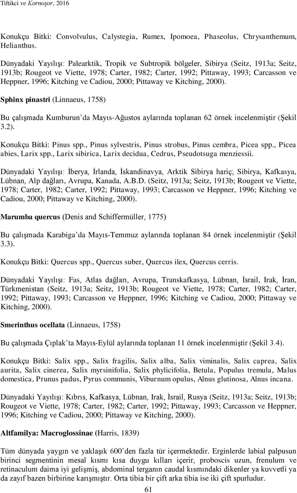 Kitching ve Cadiou, 2000; Pittaway ve Kitching, 2000). Sphinx pinastri (Linnaeus, 1758) Bu çalışmada Kumburun da Mayıs-Ağustos aylarında toplanan 62 örnek incelenmiştir (Şekil 3.2).