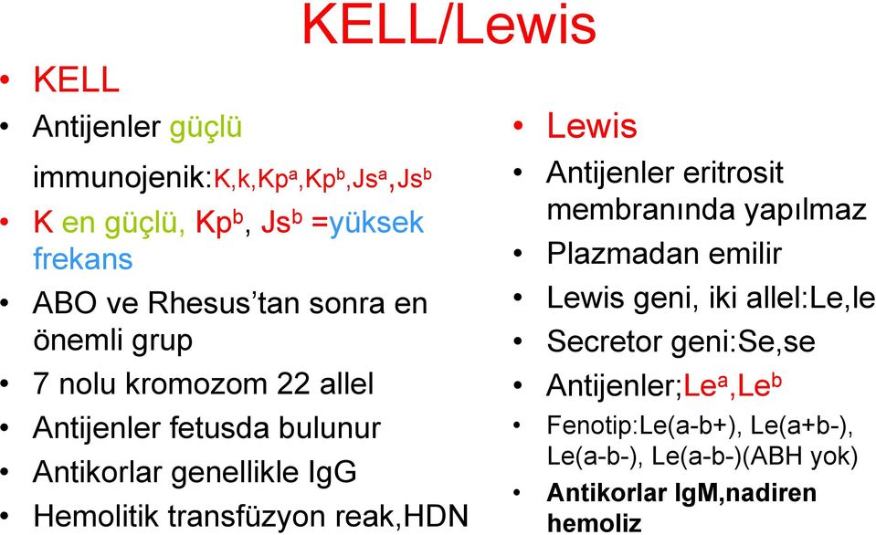 Hemolitik transfüzyon reak,hdn Lewis Antijenler eritrosit membranında yapılmaz Plazmadan emilir Lewis geni, iki