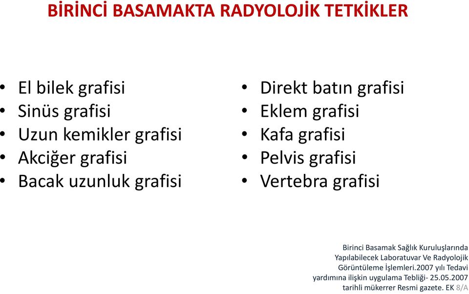 grafisi Birinci Basamak Sağlık Kuruluşlarında Yapılabilecek Laboratuvar Ve Radyolojik Görüntüleme