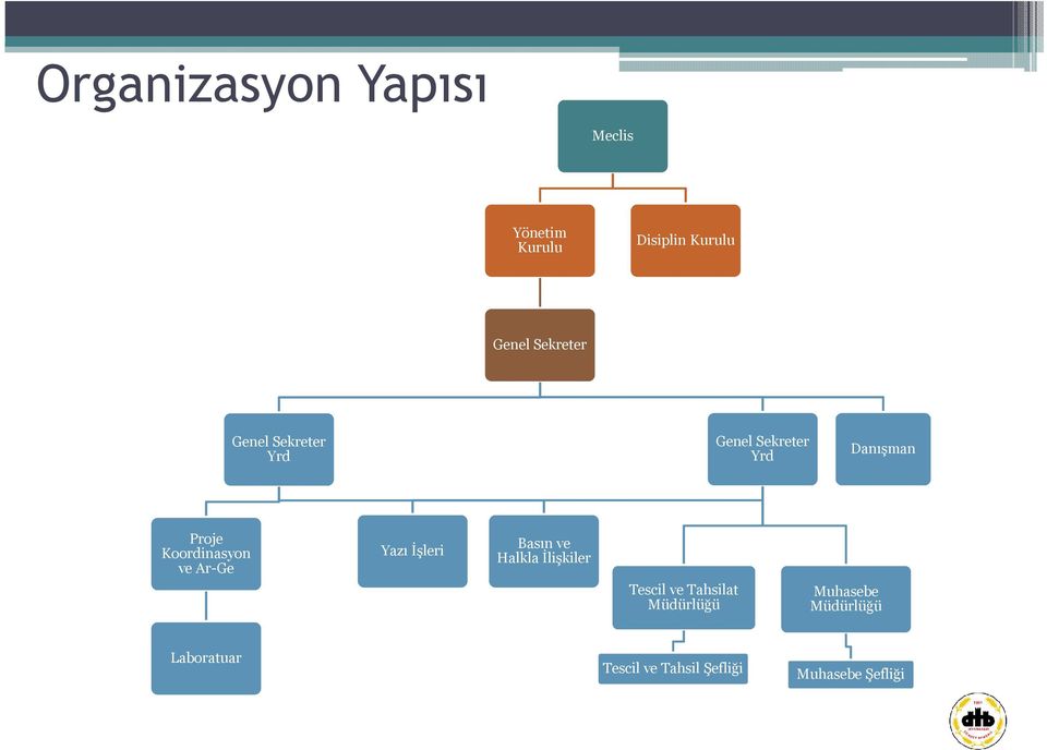 Koordinasyon ve Ar-Ge Yazı İşleri Basın ve Halkla İlişkiler Tescil ve