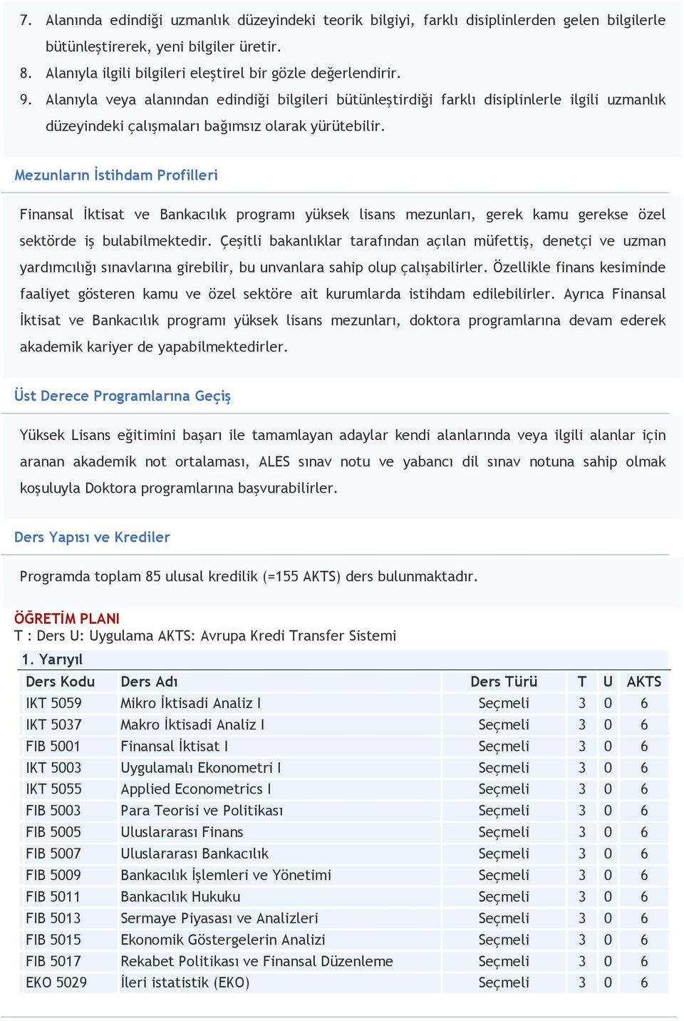 Mezunların Đstihdam Profilleri Finansal Đktisat ve Bankacılık programı yüksek lisans mezunları, gerek kamu gerekse özel sektörde iş bulabilmektedir.