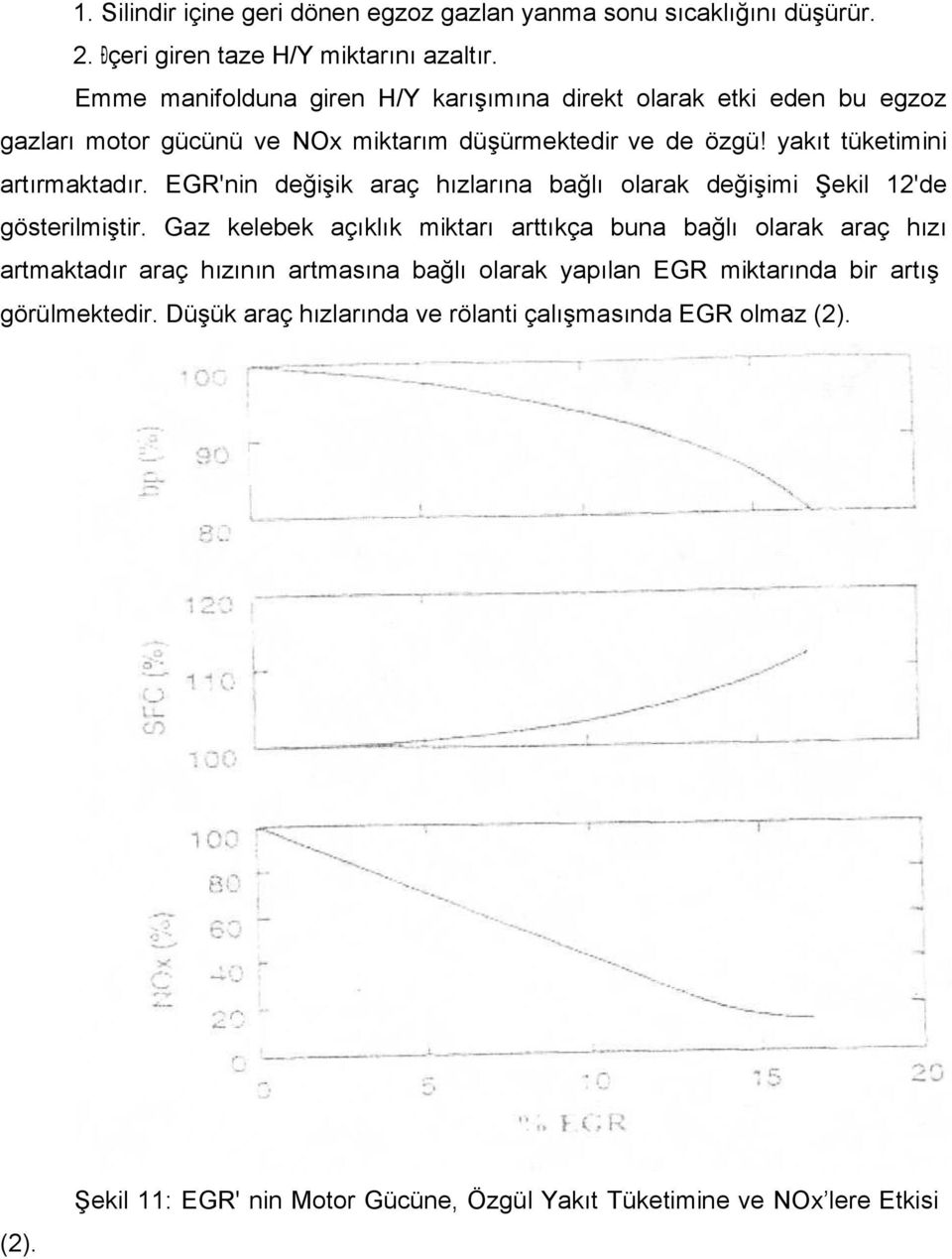 EGR'nin değişik araç hızlarına bağlı olarak değişimi Şekil 12'de gösterilmiştir.