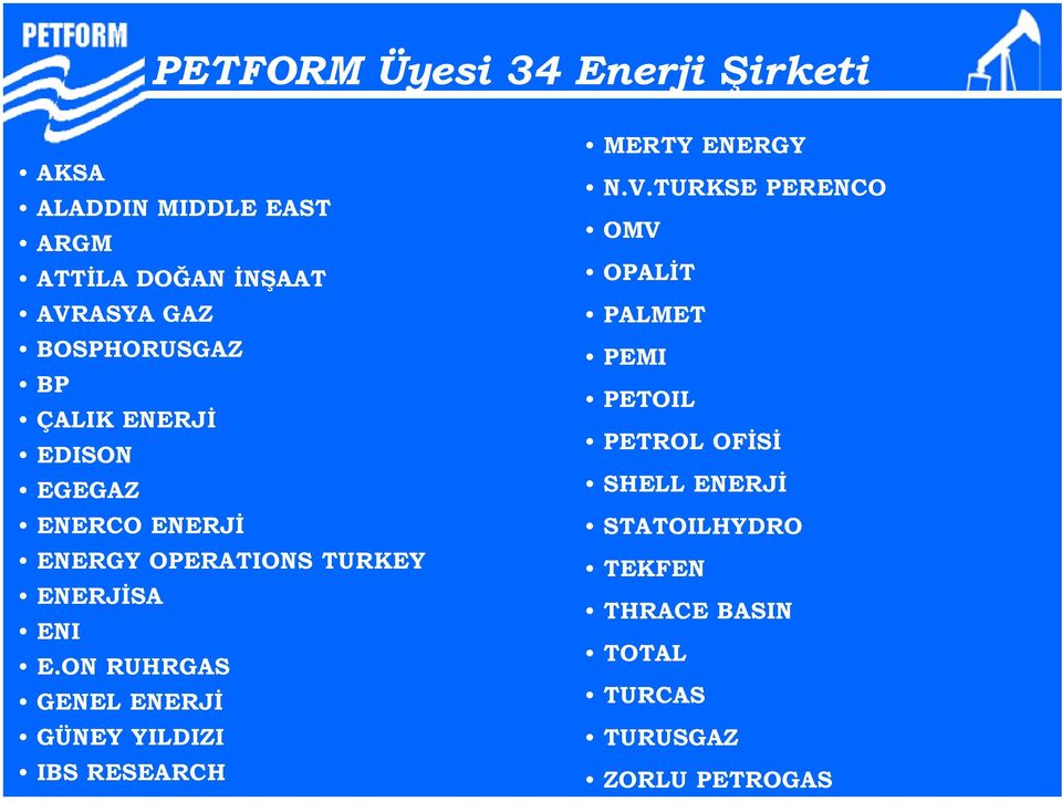 ON RUHRGAS GENEL ENERJİ GÜNEY YILDIZI IBS RESEARCH MERTY ENERGY N.V.