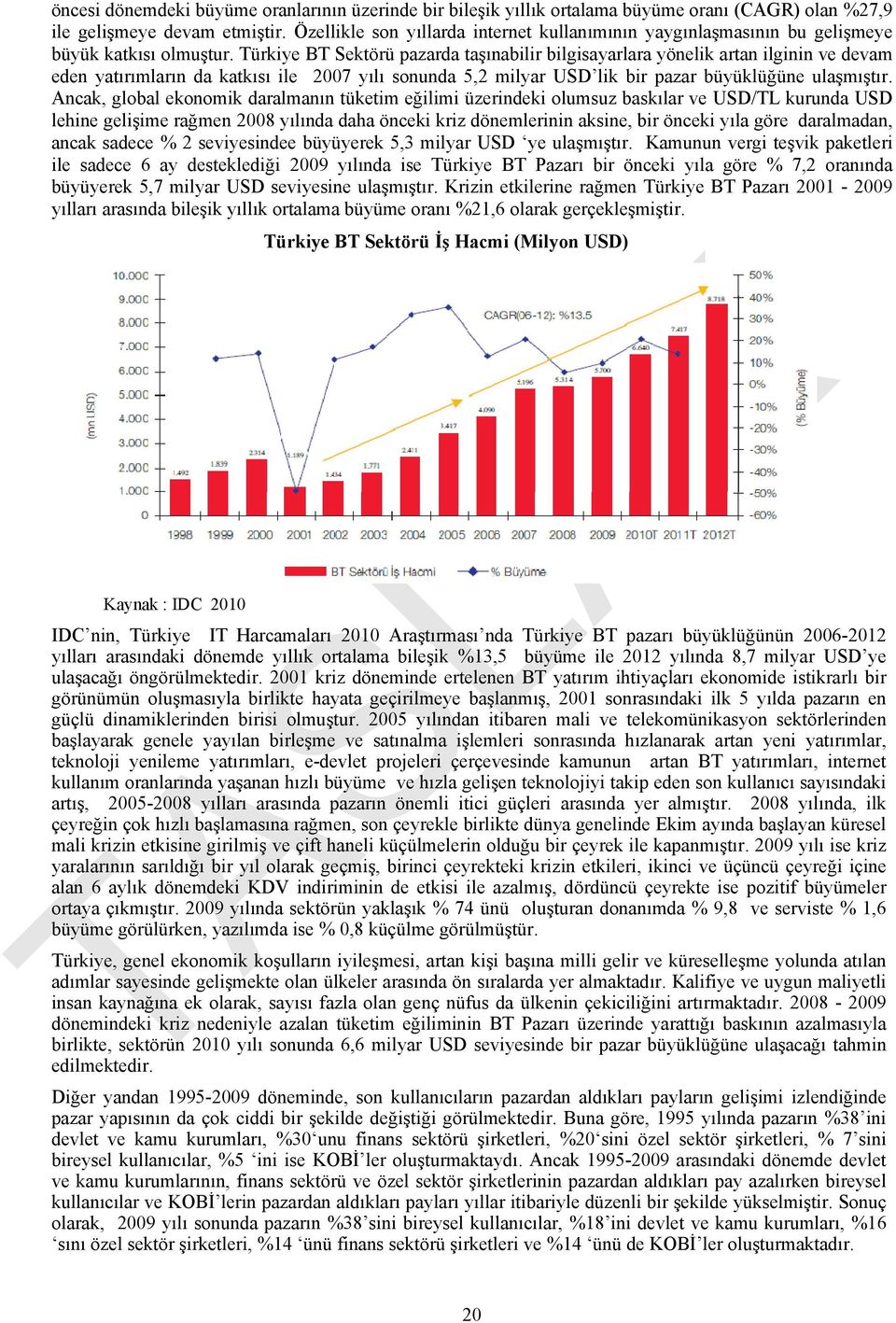 Türkiye BT Sektörü pazarda taşınabilir bilgisayarlara yönelik artan ilginin ve devam eden yatırımların da katkısı ile 2007 yılı sonunda 5,2 milyar USD lik bir pazar büyüklüğüne ulaşmıştır.
