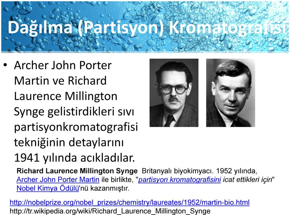 1952 yılında, Archer John Porter Martin ile birlikte, "partisyon kromatografisini icat ettikleri için" Nobel Kimya Ödülü'nü