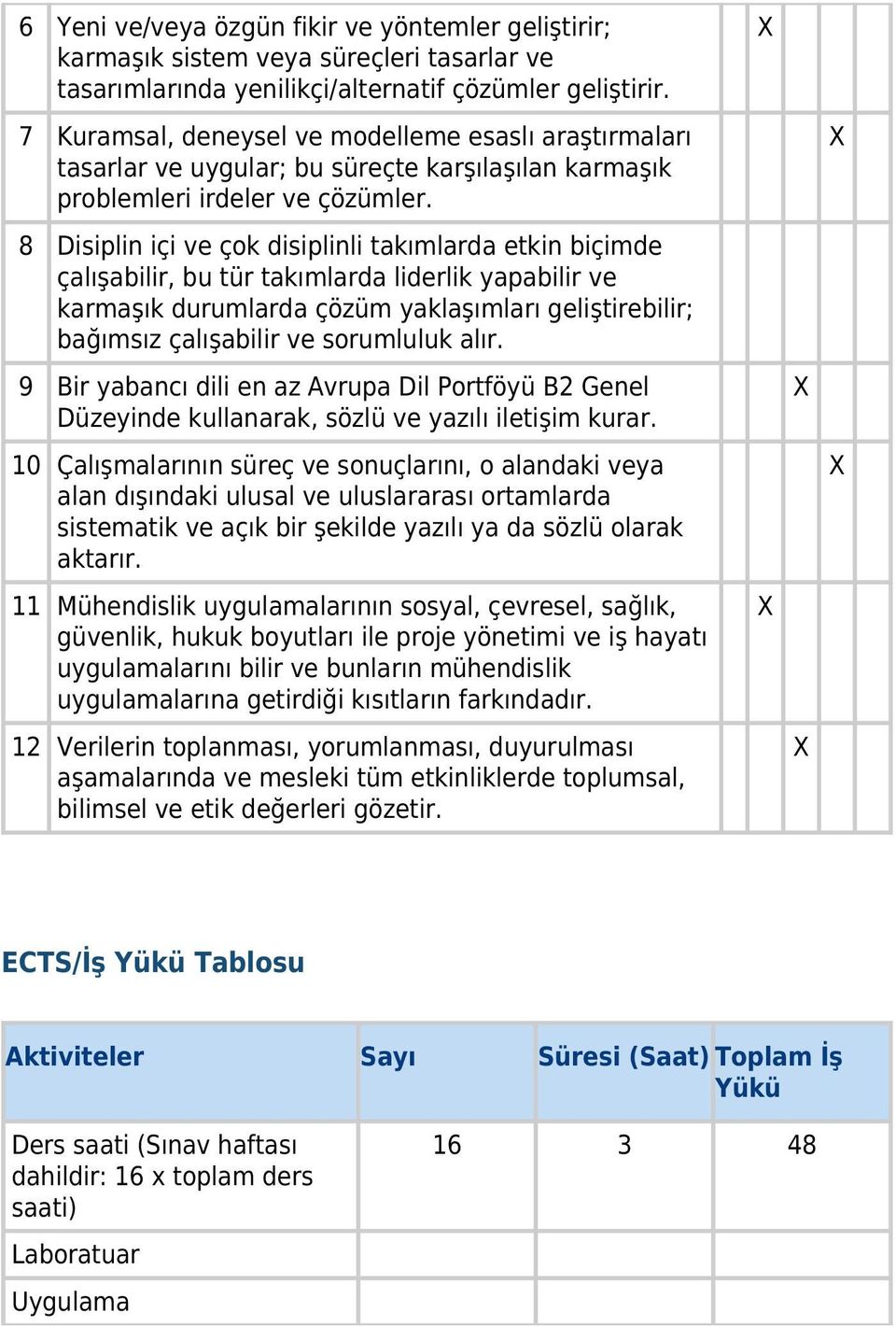 8 Disiplin içi ve çok disiplinli takımlarda etkin biçimde çalışabilir, bu tür takımlarda liderlik yapabilir ve karmaşık durumlarda çözüm yaklaşımları geliştirebilir; bağımsız çalışabilir ve