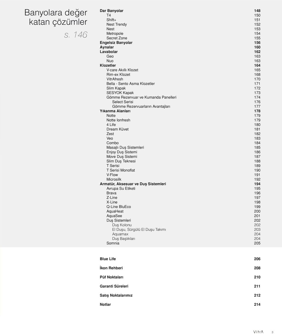 Rim-ex Klozet 168 VitrAfresh 170 Bella - Sento Asma Klozetler 171 Slim Kapak 172 SESYOK Kapak 173 Gömme Rezervuar ve Kumanda Panelleri 174 Select Serisi 176 Gömme Rezervuarların Avantajları 177