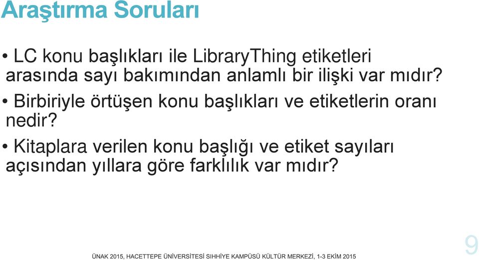 Birbiriyle örtüşen konu başlıkları ve etiketlerin oranı nedir?