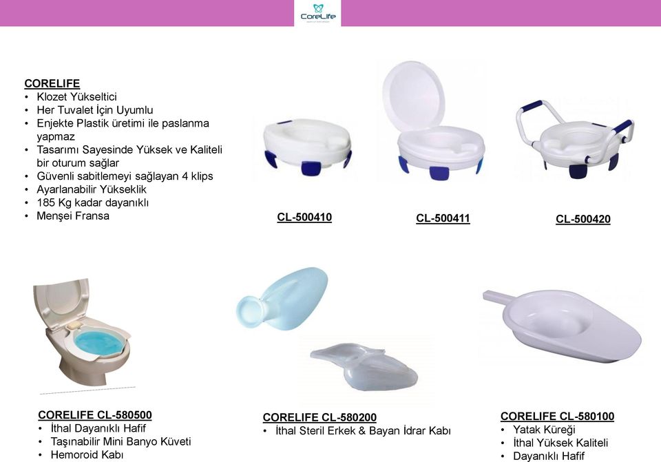 Fransa CL-500410 CL-500411 CL-500420 CORELIFE CL-580500 İthal Dayanıklı Hafif Taşınabilir Mini Banyo Küveti Hemoroid Kabı
