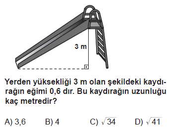 Özgür EKER 2 42) SBS - 20 44) SBS - 2009 45) Aşağıda verilen bilgilerden kaç tanesi doğrudur? 4) SBS - 200 I. Dike uzunluğun ata uzunluğa oranına eğim denir. II.