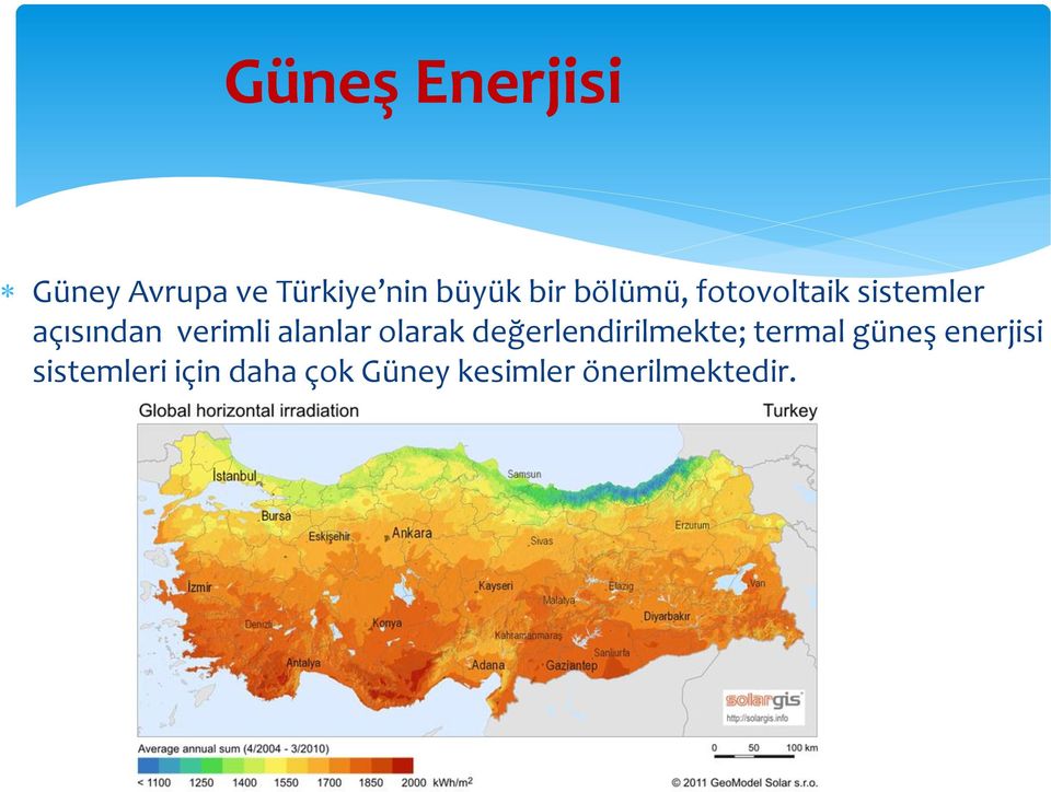 alanlar olarak değerlendirilmekte; termal güneş