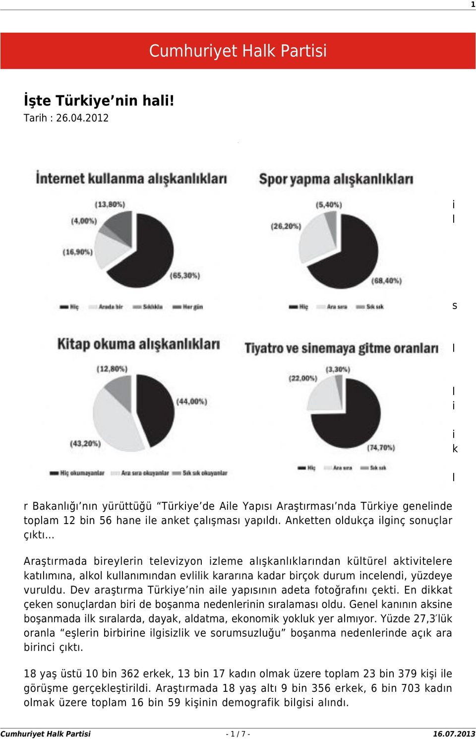 Anketten odukça iginç sonuçar çıktı Araştırmada bireyerin teevizyon izeme aışkanıkarından kütüre aktiviteere katıımına, ako kuanımından eviik kararına kadar birçok durum inceendi, yüzdeye vurudu.