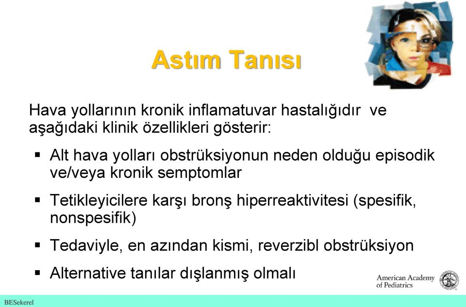 kronik semptomlar Tetikleyicilere karşı bronş hiperreaktivitesi (spesifik, nonspesifik)