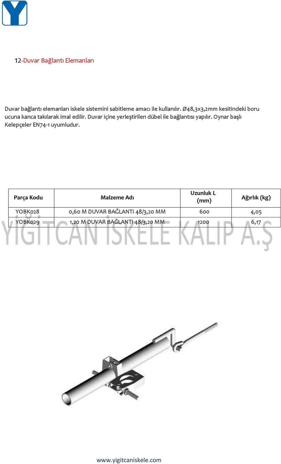 Duvar içine yerleştirilen dübel ile bağlantısı yapılır.