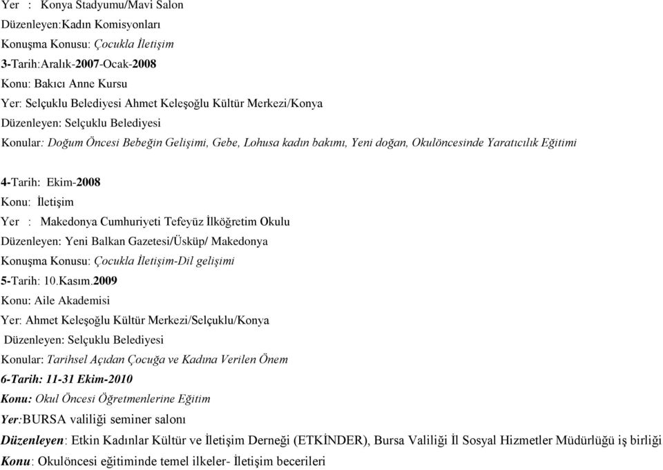 Makedonya Cumhuriyeti Tefeyüz İlköğretim Okulu Düzenleyen: Yeni Balkan Gazetesi/Üsküp/ Makedonya Konuşma Konusu: Çocukla İletişim-Dil gelişimi 5-Tarih: 10.Kasım.