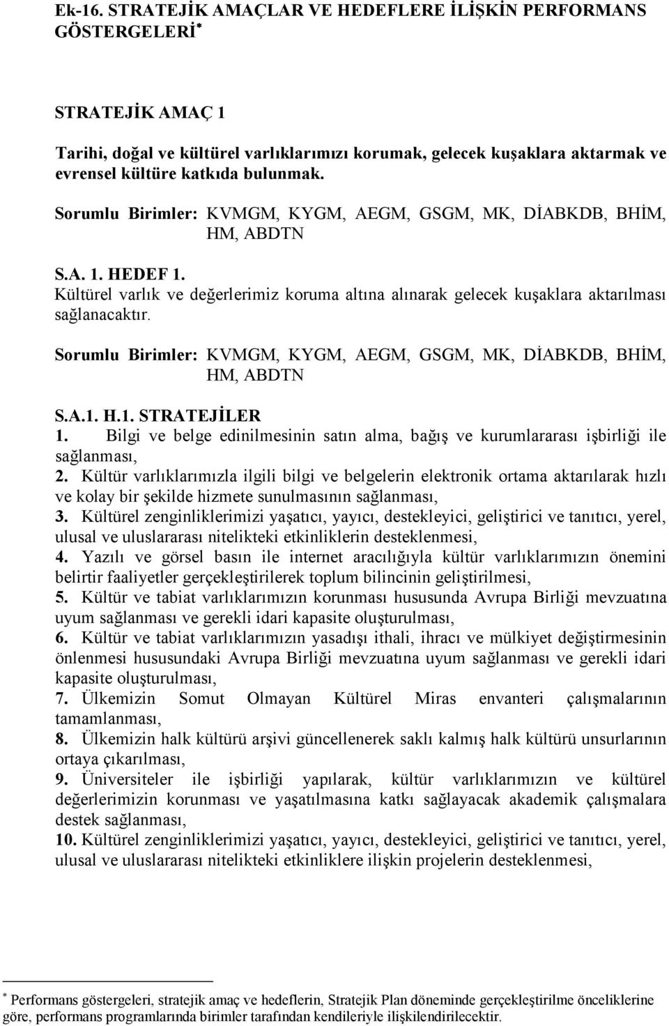 Sorumlu Birimler: KVMGM, KYGM, AEGM, GSGM, MK, DABKDB, BHM, HM, ABDTN S.A.1. H.1. STRATEJLER 1. Bilgi ve belge edinilmesinin satn alma, ba$ ve kurumlararas i$birlii ile salanmas, 2.