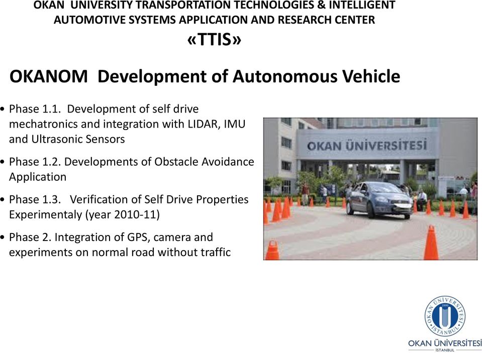 1. Development of self drive mechatronics and integration with LIDAR, IMU and Ultrasonic Sensors Phase 1.2.