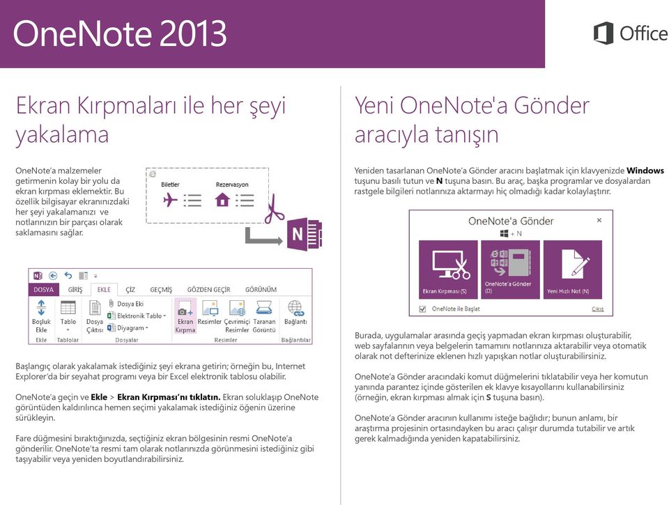 Yeni OneNote'a Gönder aracıyla tanışın Yeniden tasarlanan OneNote a Gönder aracını başlatmak için klavyenizde Windows tuşunu basılı tutun ve N tuşuna basın.