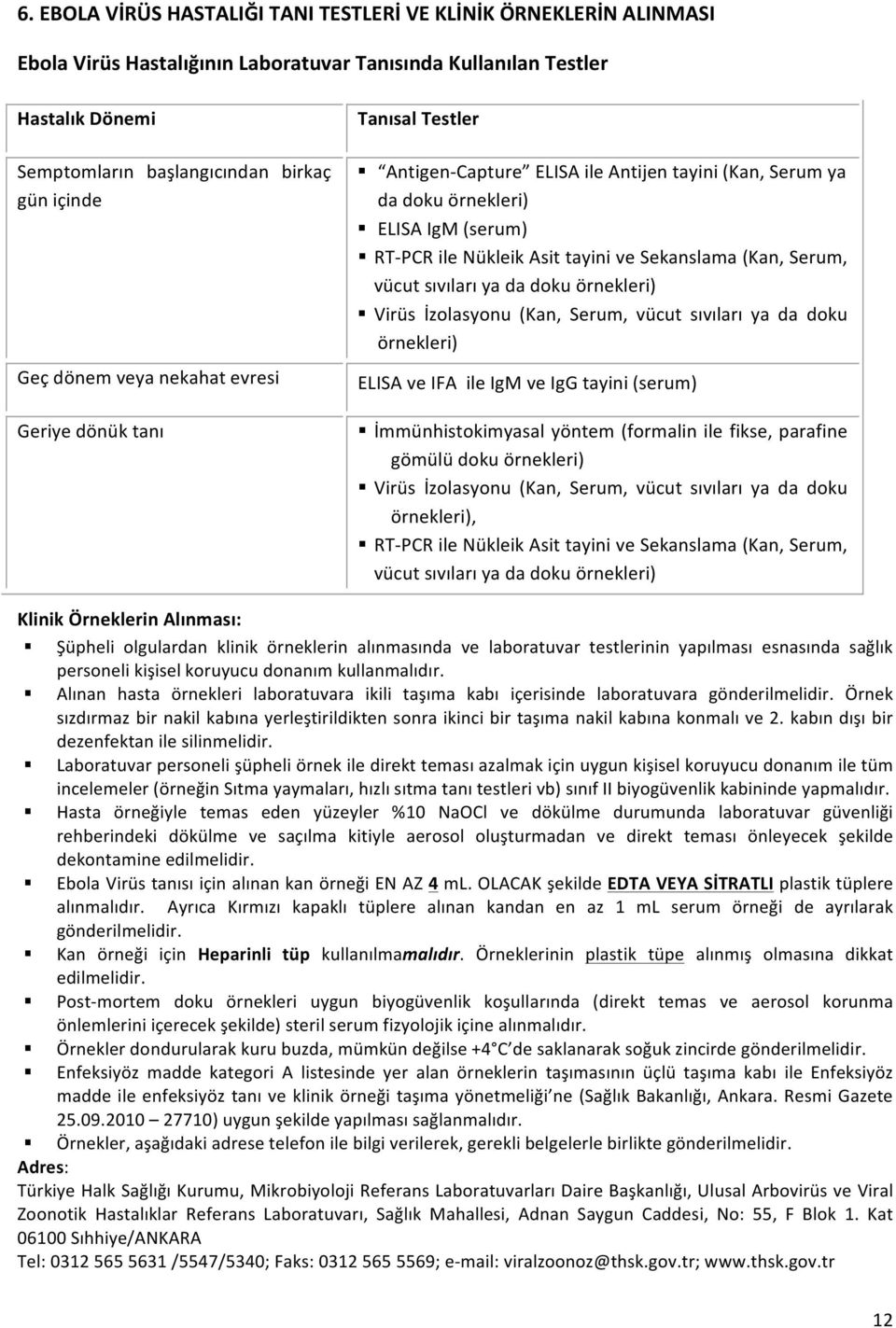 Sekanslama (Kan, Serum, vücut sıvıları ya da doku örnekleri) Virüs İzolasyonu (Kan, Serum, vücut sıvıları ya da doku örnekleri) ELISA ve IFA ile IgM ve IgG tayini (serum) İmmünhistokimyasal yöntem