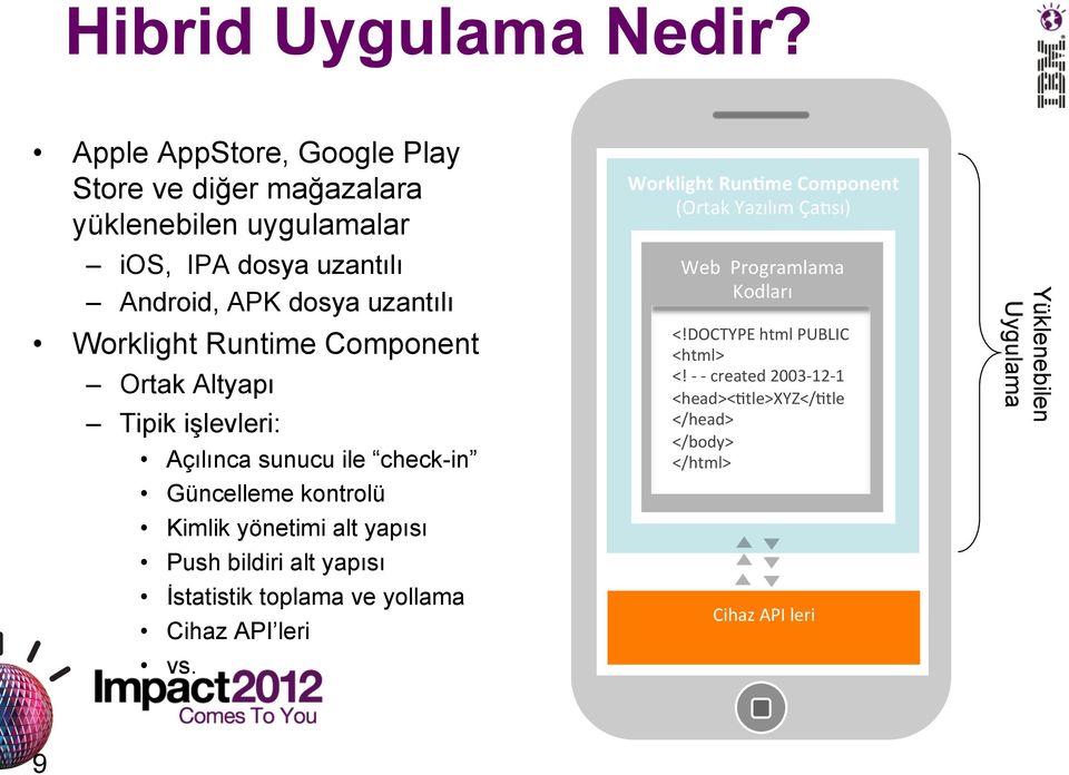 Runtime Component Ortak Altyapı Tipik işlevleri: Açılınca sunucu ile check-in Güncelleme kontrolü Kimlik yönetimi alt yapısı Push bildiri alt