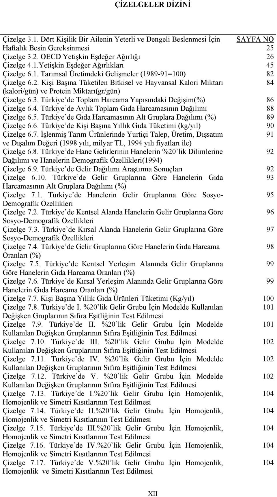 Türkye de Toplam Harcama Yapısındak Değşm(%) 86 Çzelge 6.4. Türkye de Aylık Toplam Gıda Harcamasının Dağılımı 88 Çzelge 6.5. Türkye de Gıda Harcamasının Alt Gruplara Dağılımı (%) 89 Çzelge 6.6. Türkye de Kş Başına Yıllık Gıda Tüketm (kg/yıl) 90 Çzelge 6.