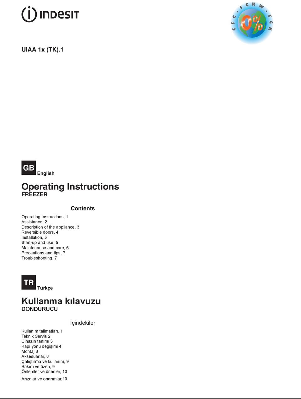 doors, 4 Installation, 5 Start-up and use, 5 Maintenance and care, 6 Precautions and tips, 7 Troubleshooting, 7 Contents