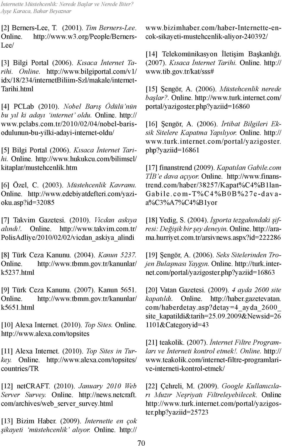 Kısaca İnternet Tarihi. Online. http://www.hukukcu.com/bilimsel/ kitaplar/mustehcenlik.htm [6] Özel, C. (2003). Müstehcenlik Kavramı. Online. http://www.edebiyatdefteri.com/yazioku.asp?