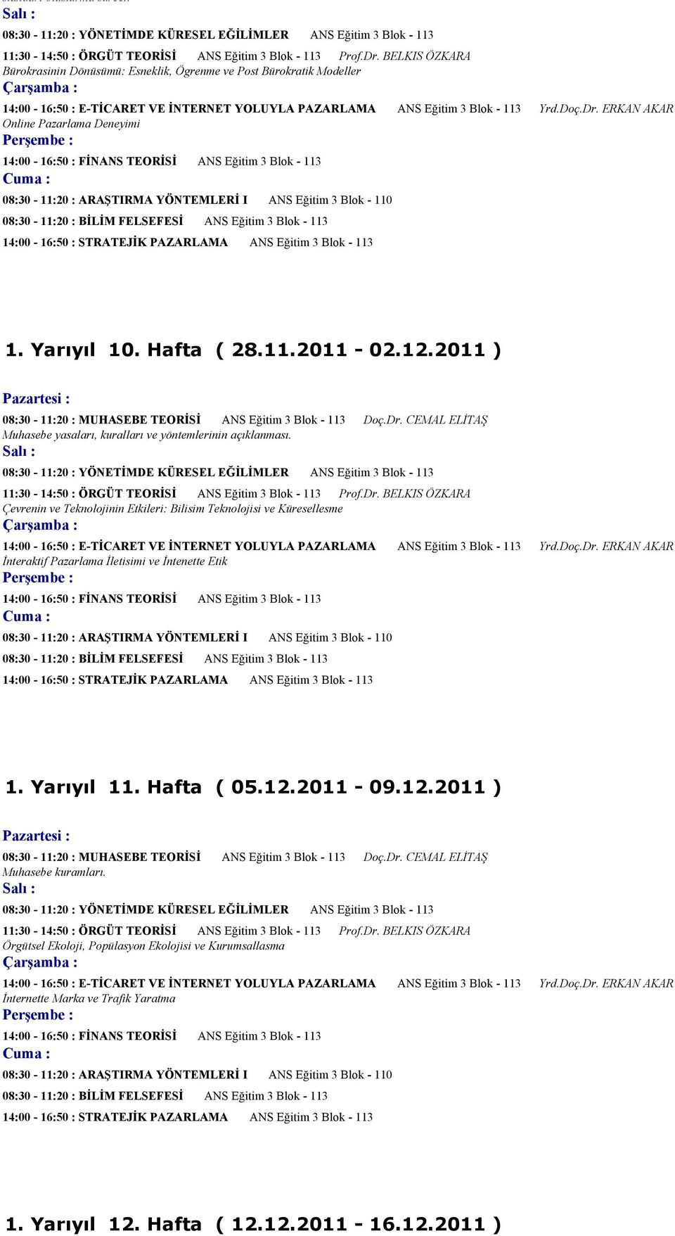 Çevrenin ve Teknolojinin Etkileri: Bilisim Teknolojisi ve Küresellesme İnteraktif Pazarlama İletisimi ve İntenette Etik 1. Yarıyıl 11.