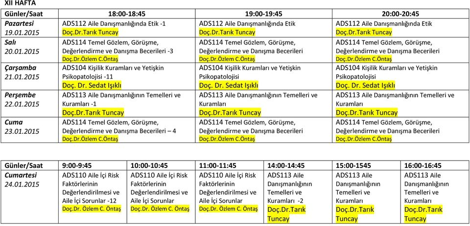 Danışmanlığında Etik ADS112 Aile Danışmanlığında Etik 20.01.