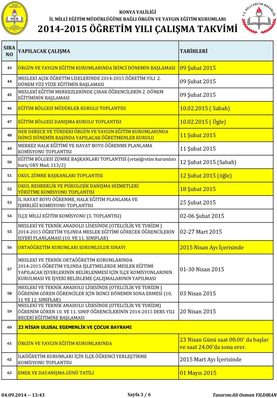 2015 ( Sabah) 47 EĞİTİM BÖLGESİ DANIŞMA KURULU 10.02.