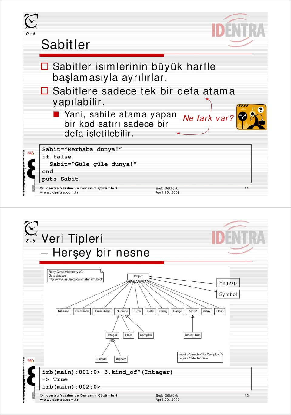 Yani, sabite atama yapan bir kod satırı sadece bir defa işletilebilir. Sabit= Merhaba dunya!