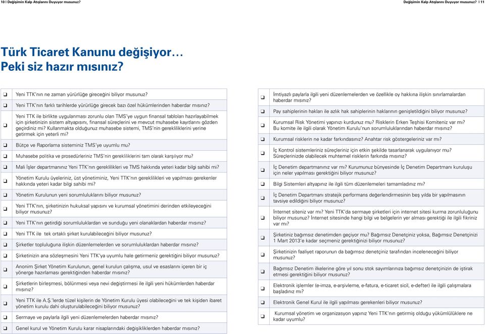 Yeni TTK ile birlikte uygulanması zorunlu olan TMS ye uygun finansal tabloları hazırlayabilmek için şirketinizin sistem altyapısını, finansal süreçlerini ve mevcut muhasebe kayıtlarını gözden