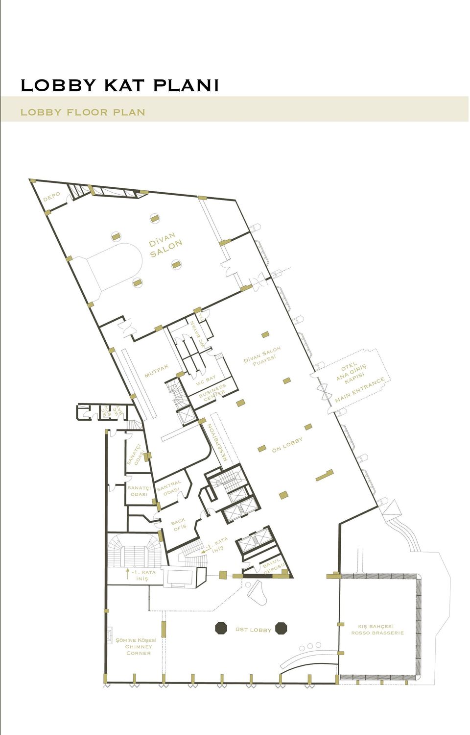 ENTRANCE RESEPSİYON sanatçı odası ÖN LOBBY sanatçı odası santral odası back ofis -.