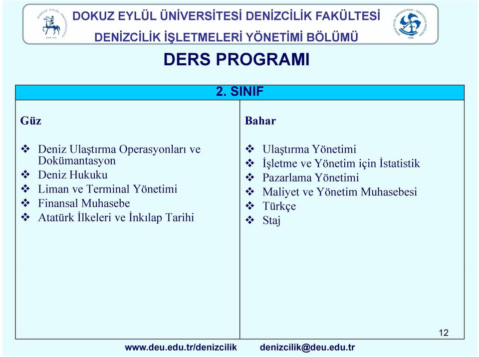 Terminal Yönetimi Finansal Muhasebe Atatürk İlkeleri ve İnkılap p Tarihi Bahar