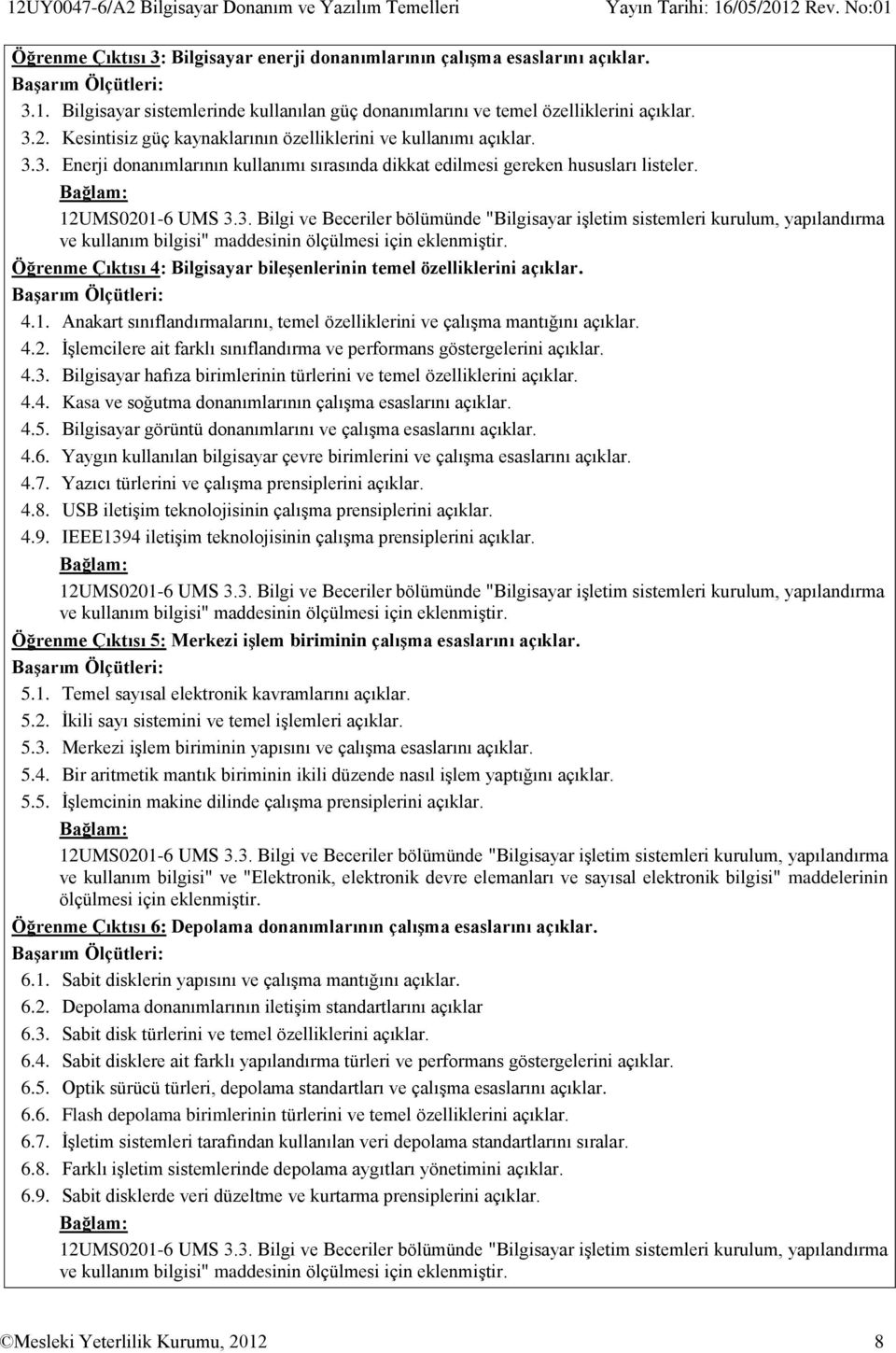 Öğrenme Çıktısı 4: Bilgisayar bileşenlerinin temel özelliklerini açıklar. 4.1. Anakart sınıflandırmalarını, temel özelliklerini ve çalışma mantığını açıklar. 4.2.